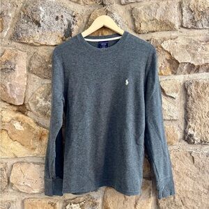 Ralph Lauren gray long sleeve waffle knit shirt small